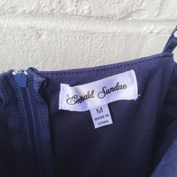 Dry Goods | Navy Ruffle Belted Skater Dress - Picture 7 of 8